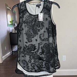 The Limited NWT Velvet Overlay Sleeveless Top with Cream Liner XS
